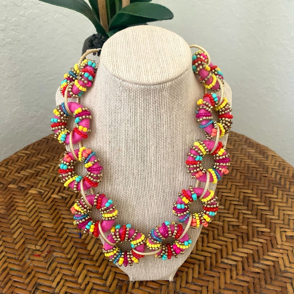 NWT Natasha Whimsical Candy Pink Gold Beaded Necklace - Picture 3 of 7
